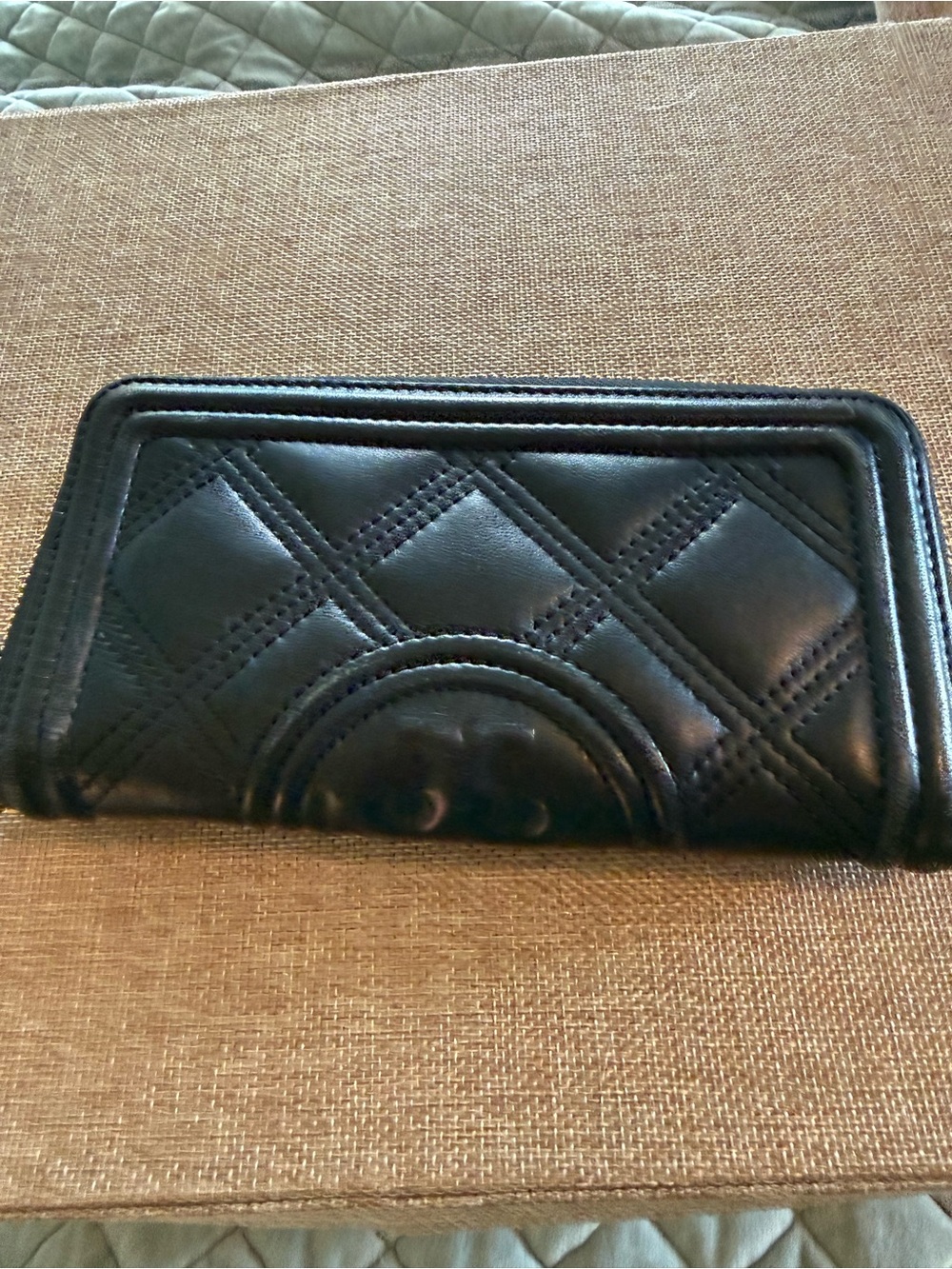 Tory Burch Fleming Quilted Black Leather Continental Wallet